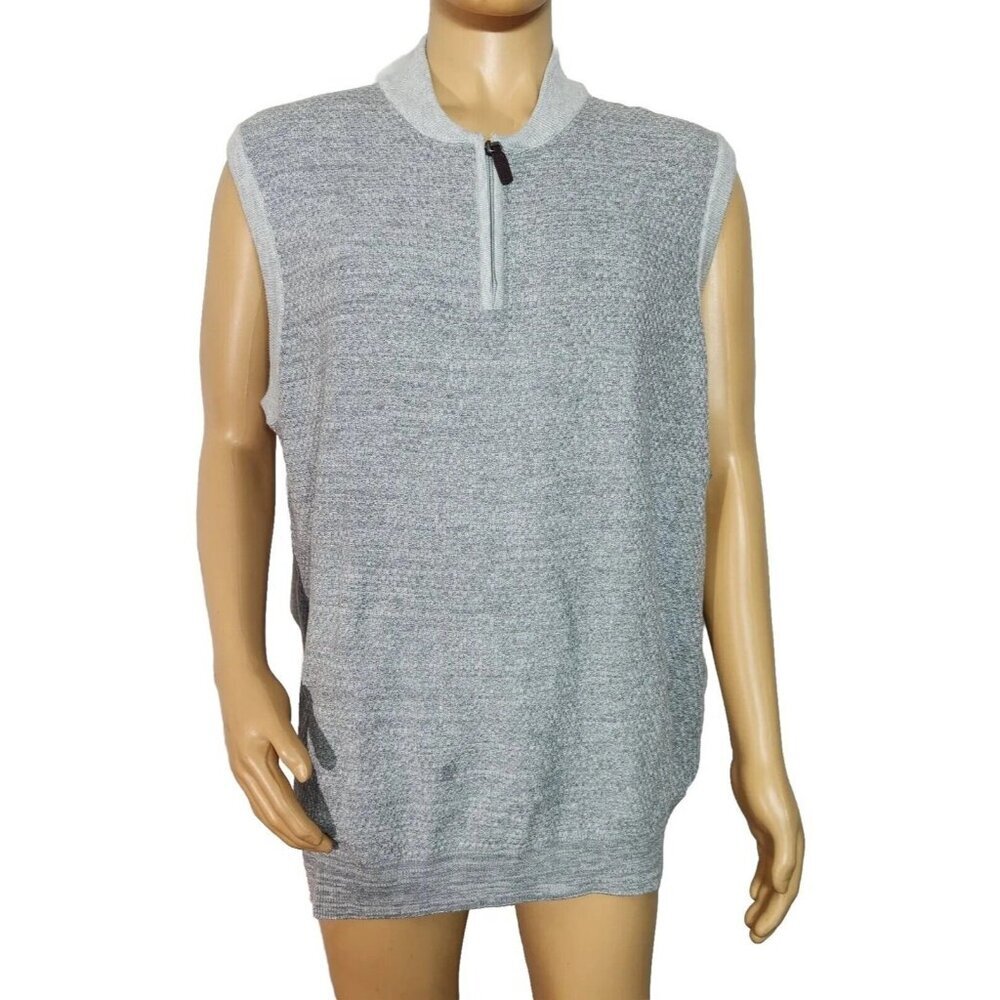 Roundtree & Yorke Men's Vest 1/4 Quarter Zip Gray Sweater Tall size XLT (11)